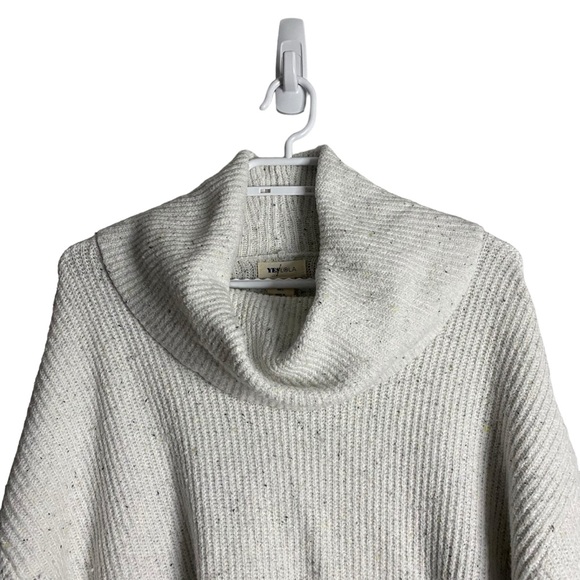 Yes Lola Women's Ivory Speckled Cowl Neck Knit Sweater - Picture 2 of 7